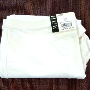 HUE White Cotton Capri Leggings Size S